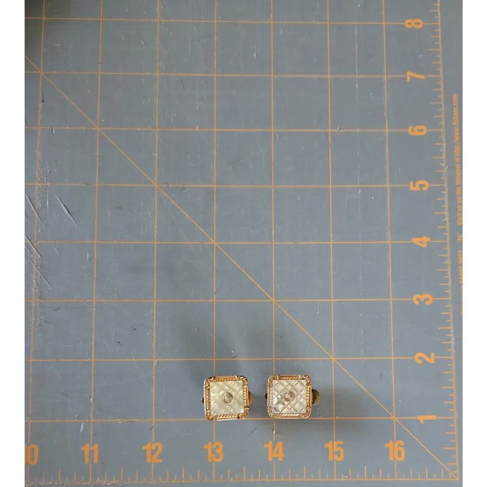 Antique 1884 Patent Mother of Pearl Cufflinks Gold Filled Victorian